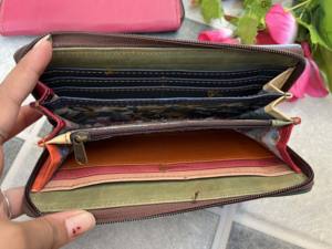 Pochette portefeuille en cuir véritable pour femmes Stylish Vintage Western Patches Wallet Zipper Fashionable Spring Winter - Product Image 3