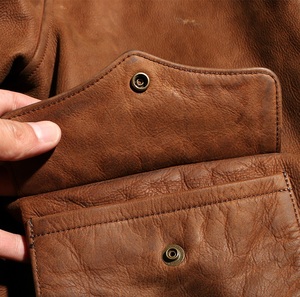 Veste en cuir de vache marron de luxe pour hommes Veste en cuir de mode véritable à bas prix avec poches personnalisées Veste décontractée pour hommes - Product Image 5