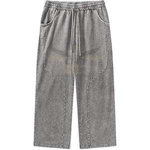 Pantalon de survêtement délavé à l'acide pour hommes de grande taille pour l'extérieur vêtements d'entraînement 100% coton pantalon de survêtement délavé à l'acide pour hommes - Product Image 1