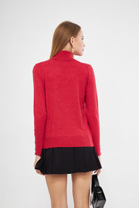 Chandail en tricot boutonné à col roulé à manches longues pour femmesSports, CasualOfficeStylishWear Opportunity en gros - Product Image 4