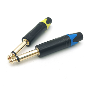 6.35mm altın kaplama Jack tak TS Mono <span class=keywords><strong>2</strong></span> kutuplu mikrofon için sarı mavi plastik kuyruk ses konektörü - Product Image 1