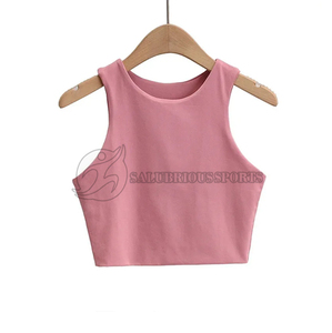 Débardeur court sexy à col rond sans manches pour femme, grande taille, uni, écologique, respirant, séchage rapide, automne, fitness, gym, décontracté - Product Image 2