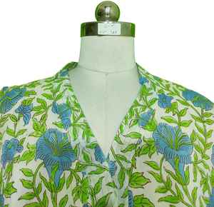 ชุดเดรสยาวผ้าฝ้ายอินเดียพรีเมียม 57 นิ้ว พิมพ์ลายดอกไม้ด้วยมือ สไตล์โบฮีเมียน สำหรับฤดูร้อน ผู้หญิง น้ำหนักเบา ไซส์ S/M ผ้าฝ้าย สำหรับใส่ไปชายหาด - Product Image 2