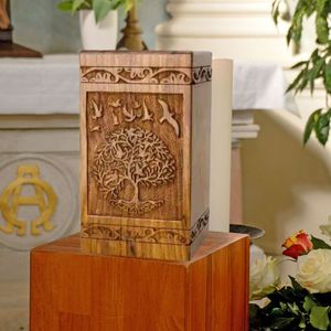 Handmade Wood Cremation <b>Urn</b> Tree of Life Birds Carving Natural Finish Adult Memorial Ashes Box Custom Wholesale OEM - Product Image 6