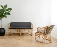Ensemble de canapés modulaires en rotin de haute qualité, style mid-century, pour l'intérieur et l'extérieur, table, maison, jardin, salon, rotin naturel, hôtel