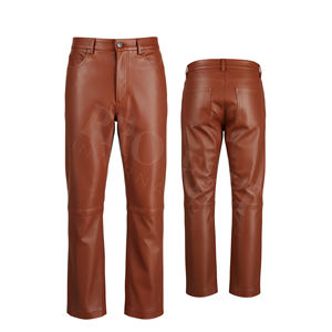 OEM ODM Custom Classic Leather Pants Straight Fit Fashionable Casual Motorbike <b>Trousers</b> Stylish Durable PU Leather Pants - Product Image 5