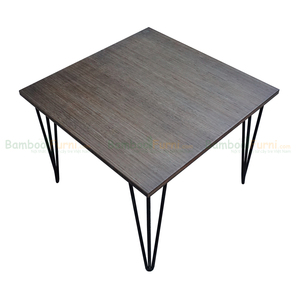 Tables de jeu TeaBamboo, table carrée de 60 cm avec pieds en forme d'épingle à cheveux de 45 cm, marron - Product Image 1