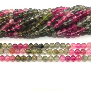 Cuentas redondas facetadas de turmalina múltiple Natural, cuentas Roudelle facetadas de turmalina múltiple de 5-6mm para fabricación de joyas artesanales de 13 pulgadas - Product Image 2