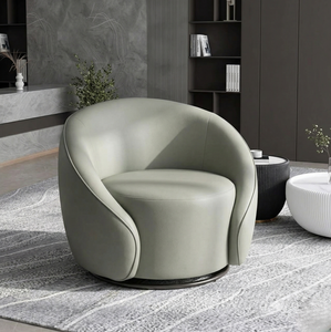 Chair Swivel Curve shape Living <b>Sofa</b> Luxury Modern Design <b>Wood</b> <b>Frame</b> PU Leather Eco-Friendly Accent Living Room Bedroom Hotel - Product Image 1