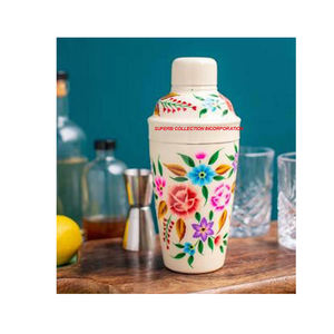 Coctelera de cóctel con estampado floral blanco de lujo, barra tierna usada al por mayor - Product Image 1