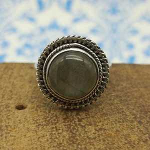 Customizable 925 Sterling Silver Handmade <b>Ring</b> Fine <b>Diamond</b> Set Lab Created Labradorite Gemstone Bezel Setting for Weddings - Product Image 2