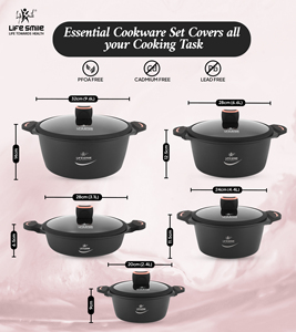 10-Piece Titanium-Coated Cookware <b>Set</b> with Non-Stick Surface & Induction Base - Product Image 3