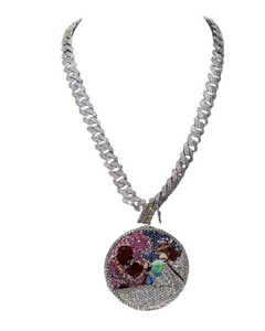 Pendentif en argent sterling 925 plaqué or blanc, serti de moissanite, coupe ronde, style hip-hop, entièrement serti, cadeau de fête - Product Image 1