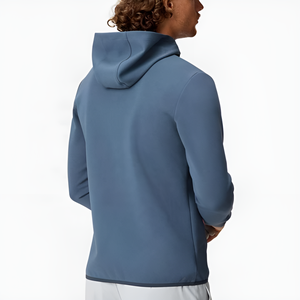 Sweat-shirt à capuche bleu pour homme, coupe classique, couleur unie, respirant, 100% coton biologique, poche, manches longues, décontracté, hiver - Product Image 4