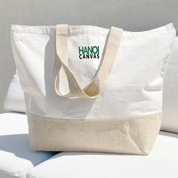 Bolsa de Playa Personalizada Ecológica de Gran Capacidad, sin Marca, Fabricada en Vietnam, de Lona, con Correa para el Hombro y Logotipo Impreso