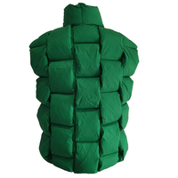 Blouson matelassé vert pour femme, veste d'automne matelassée, col montant, fermeture éclair, couleur unie, rembourrage en polyester, sans manches