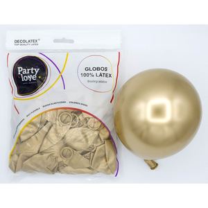 Ballons en latex Party Love, or chromé, 30 cm, qualité supérieure, sac de 50 pièces - Product Image 1