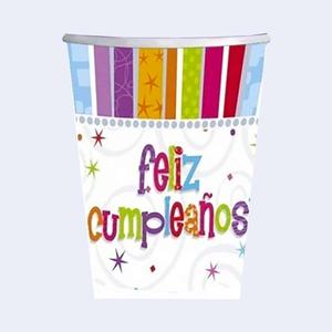Vasos de Papel para Fiesta, Feliz Cumpleaños, 266 ml, 8 Piezas, Artículos Desechables para Fiestas - Product Image 1
