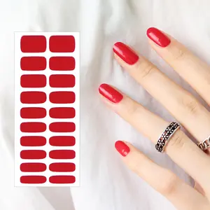 ShineB Gel Nail Strips #45567 Real Red Best selling Nail wraps and easy Glam nail stickers Salon High Quality made in korea
