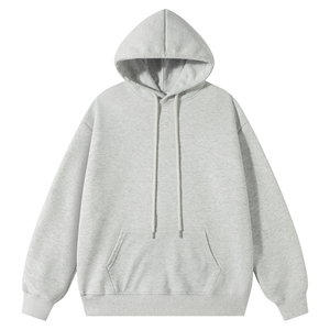 Sweat à capuche décontracté pour hommes et femmes, coupe ample, couleur unie, avec capuche imprimée de haute qualité sur les épaules - Product Image 1