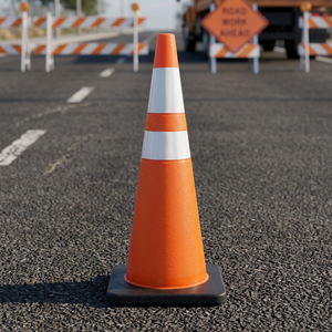 Cône de signalisation routière en PVC de 700 mm avec bande réfléchissante, robuste, pour la sécurité routière des parkings, vente en gros - Product Image 2
