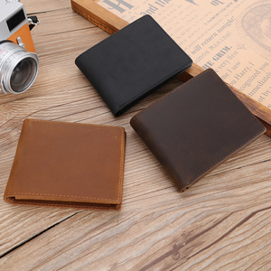 กระเป๋าสตางค์หนังแท้แบบใส่บัตร ออกแบบแฟชั่น ปรับแต่งโลโก้ กระเป๋าสตางค์ผู้ชายสีดำ หนังแท้ - Product Image 1