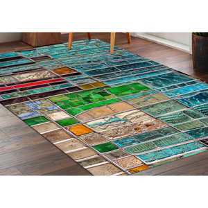 Stained Glass Style Colorful <b>Rug</b>: Modern Art Decor,<b>Chenille</b> <b>Rug</b> - Product Image 3