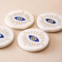 Ensemble de sous-verres en résine marbrée, design Art Déco Œil protecteur et feuille d'or, léger, luxe, décoration intérieure personnalisable, cadeau pour salon et salle à manger