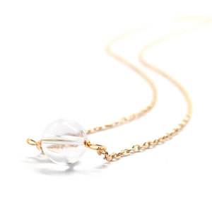 Collar de Plata 925 con Bola Redonda de Cuarzo Transparente - Collar con Dije Hecho a Mano, Joyería al por Mayor - Product Image 1