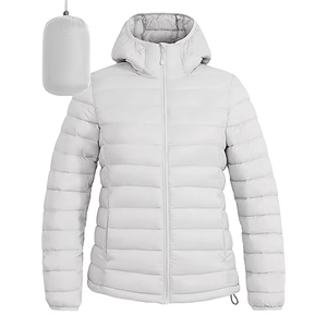 Chaqueta acolchada ligera para mujer, transpirable, cálida con bolsillos con capucha, abrigo de invierno acolchado con cremallera completa, colores personalizados, secado rápido - Product Image 4