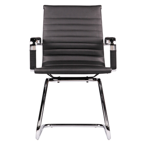 Chaise de bureau ergonomique contemporaine HOM1007-03 en cuir moderne, dossier mi-haut, base cantilever chromée, design relevable, mousse - Product Image 2
