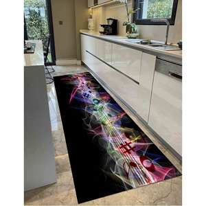 Alfombra con Estampado de Notas Musicales - Alfombra Negra para Sala de Música, con Pelo Suave - Product Image 4