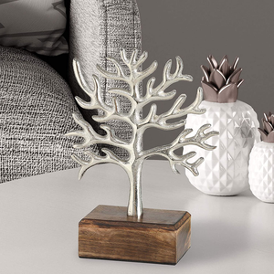 Árbol DE LA VIDA Mini Escultura Hecha A Mano de Plata Aluminio Galería Base Sostenible - Product Image 4