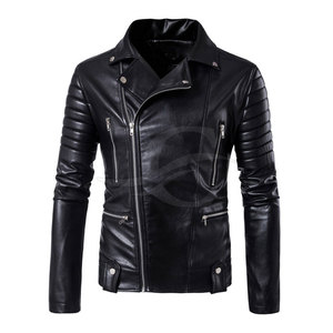 Veste en cuir véritable de couleur unie personnalisée à la mode col montant toile saison d'hiver conception de taille personnalisée - Product Image 2