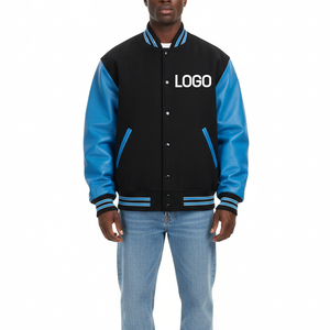 Veste universitaire de haute qualité 100% coton lourd, blocs de couleur, logo brodé personnalisé, veste d'hiver pour hommes - Product Image 1