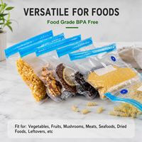 Sacs de conservation sous vide réutilisables multi-tailles, sans BPA, à double couche, avec valve anti-fuite, pour congélateur, micro-ondes et cuisson sous vide
