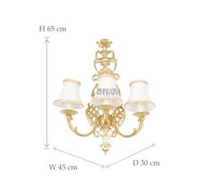 Applique murale en laiton antique conception à trois bras abat-jour en tissu blanc éclairage vintage fait main de luxe décoration de la maison classique - Product Image 2