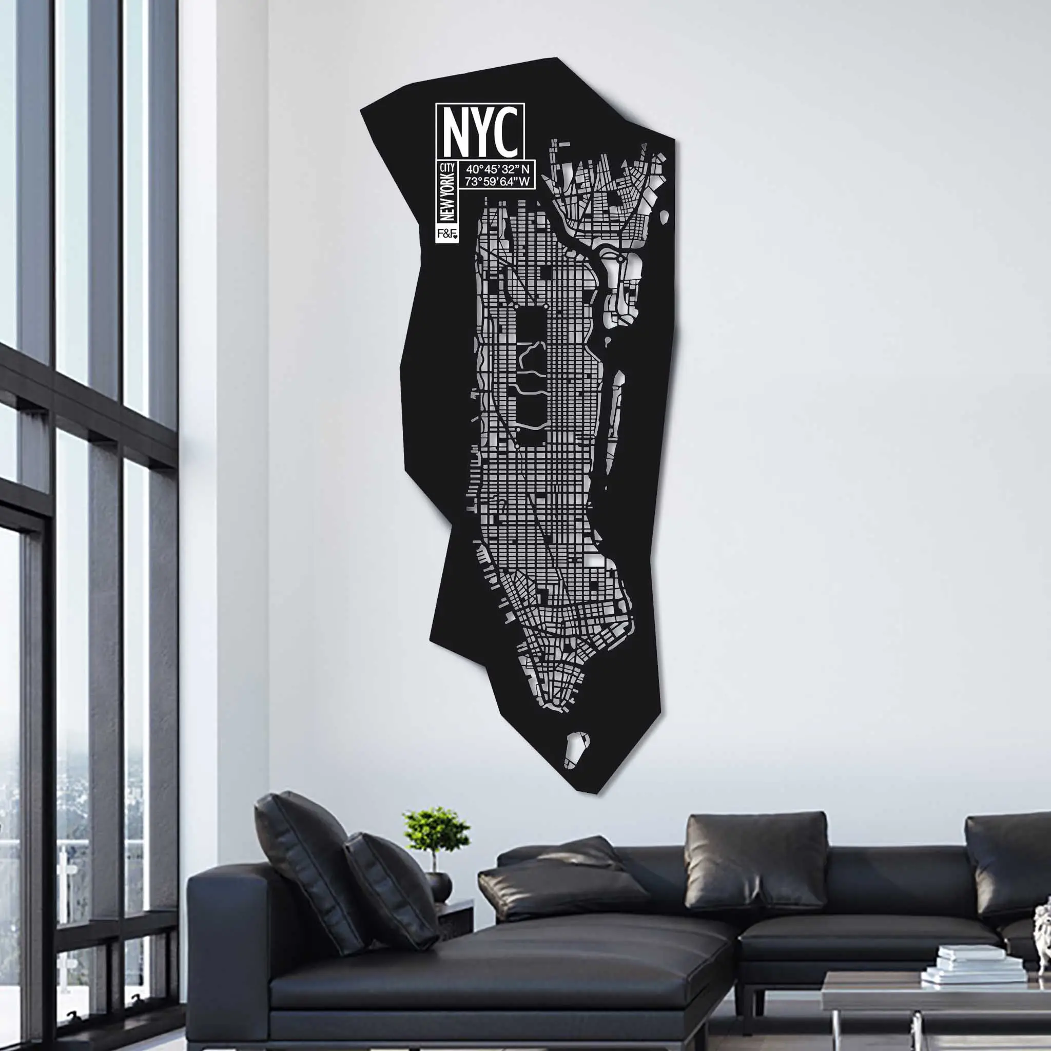 LuxuryL Unique Quality Italian Art Designed Wall Maps Made In Urban Leather New York For Hotel Office Customizable Size