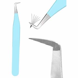 Pinces à cils en acier inoxydable, pointe incurvée en microfibre, soins de beauté, pinces à cils pour extensions de cils - Product Image 1