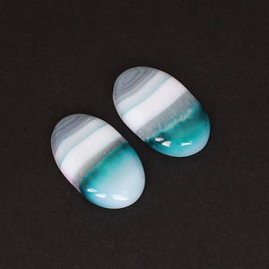 Piedra Preciosa Suelta Creada en Laboratorio, Ágata Azul Encaje, Cabujón Ovalado, Fabricación de Joyas, Anillos Hechos a Mano, Fabricante Mayorista, 23x14mm - Product Image 6