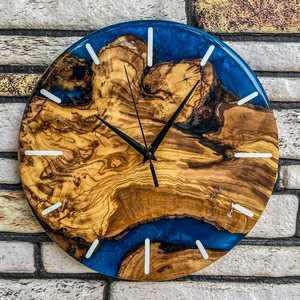 Horloge murale moderne en résine époxy faite à la main, couleur personnalisée, quartz, aiguille simple face, décoration artistique pour salon, bureau à domicile, intérieur - Product Image 2
