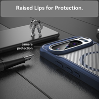 Nueva Funda Trasera Magnética Antigolpes de TPU+PC con Diseño de Armadura Semitransparente de Fibra de Carbono Cepillada y Marco Metálico para Lente Estéreo