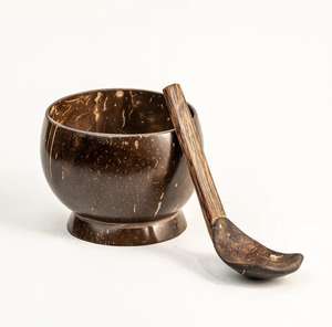 Bol en Coque de Noix de Coco Fait Main Durable et Écologique, Style Chinois Moderne avec Glaçure Craquelée, Idéal pour Servir et Déguster - Product Image 4