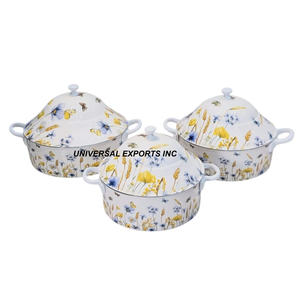 Marmite en métal de luxe avec double feuille de table Casserole de cuisine au design forme ronde Réchauffeur de nourriture classique - Product Image 1