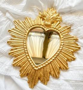 Espejo con marco florentino Sagrado Corazón de Jesús, madera dorada, barroco, rococó, relieve, estilo shabby chic, vintage, para pared - Product Image 2
