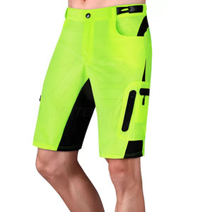 Shorts de cyclisme pour homme vert fluo, séchage rapide, color block, polyester et nylon, coupe classique, longueur courte, vêtements de vélo pour adulte - Product Image 4