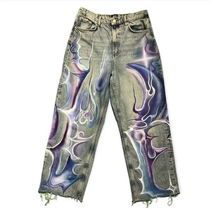Jean droit multi-poches pour homme, coupe classique, design uni, logo personnalisé imprimé, 100 % coton, respirant et léger - Product Image 1