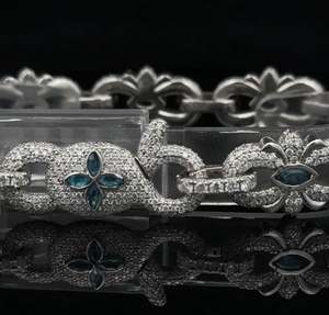 Cadena de Eslabones Hip Hop de Oro Blanco de 14k y Moissanita, Pulsera Elegante y Brillante, Regalo para Ella, Joyería de la Suerte para Mujer - Product Image 3