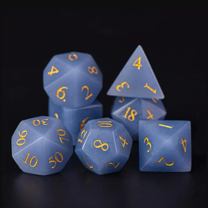 Dés en pierre de haute qualité, angelite, cristal naturel, pierres de guérison reiki, pierres gravées, ensemble de dés personnalisés, cristal viking. - Product Image 1