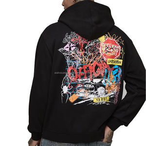 Nouveautés : sweats à capuche de moto avec grand logo imprimé, style tendance, entièrement doublés en polaire, protection intégrale en Kevlar pour motards - Product Image 1